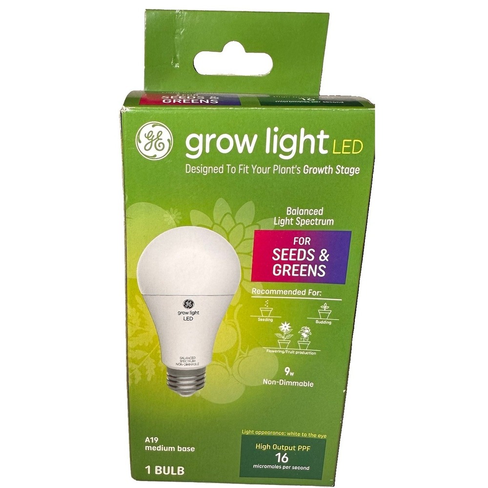 GE grow Lighting 9W LED Horticultural Grow Light Bulb for Seeds & Greens A19